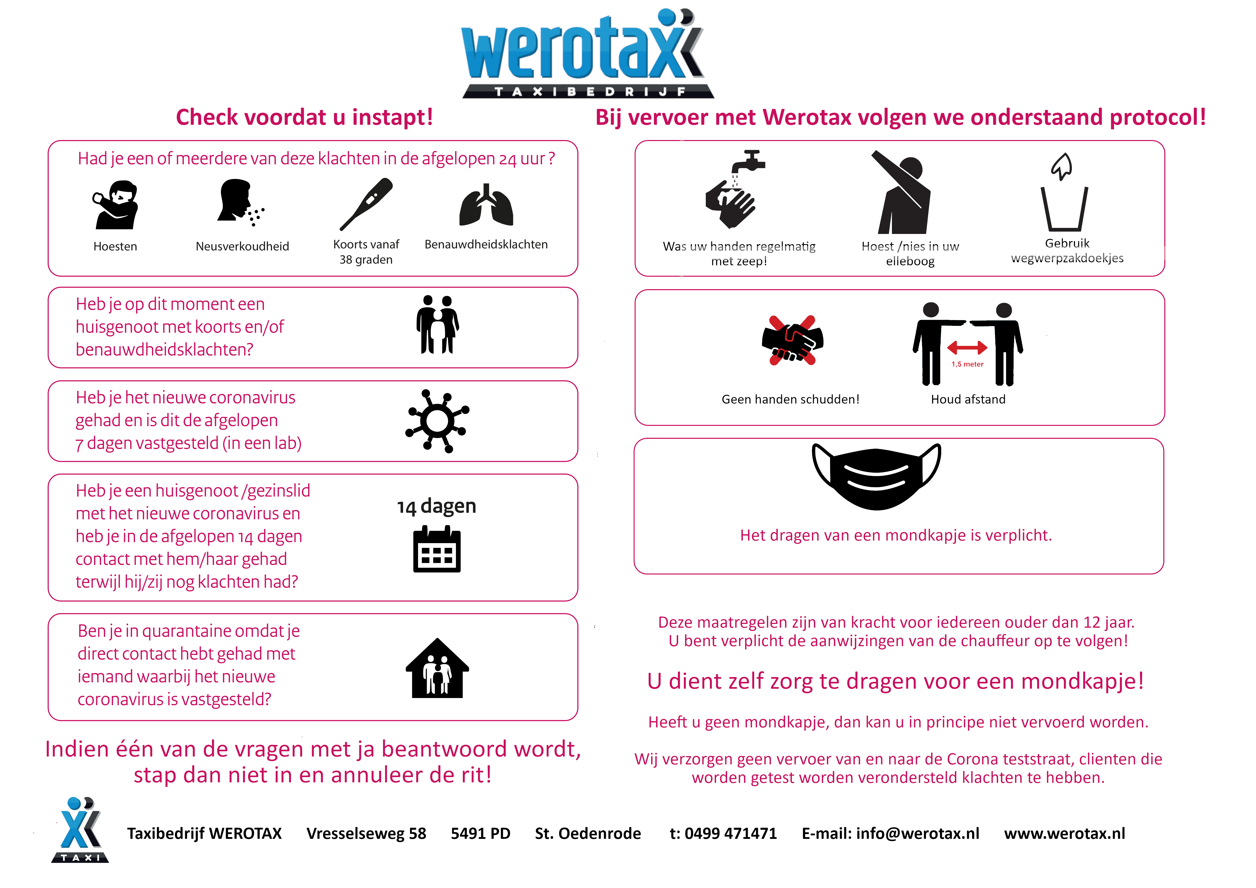 Het corona protocol van Werotax!